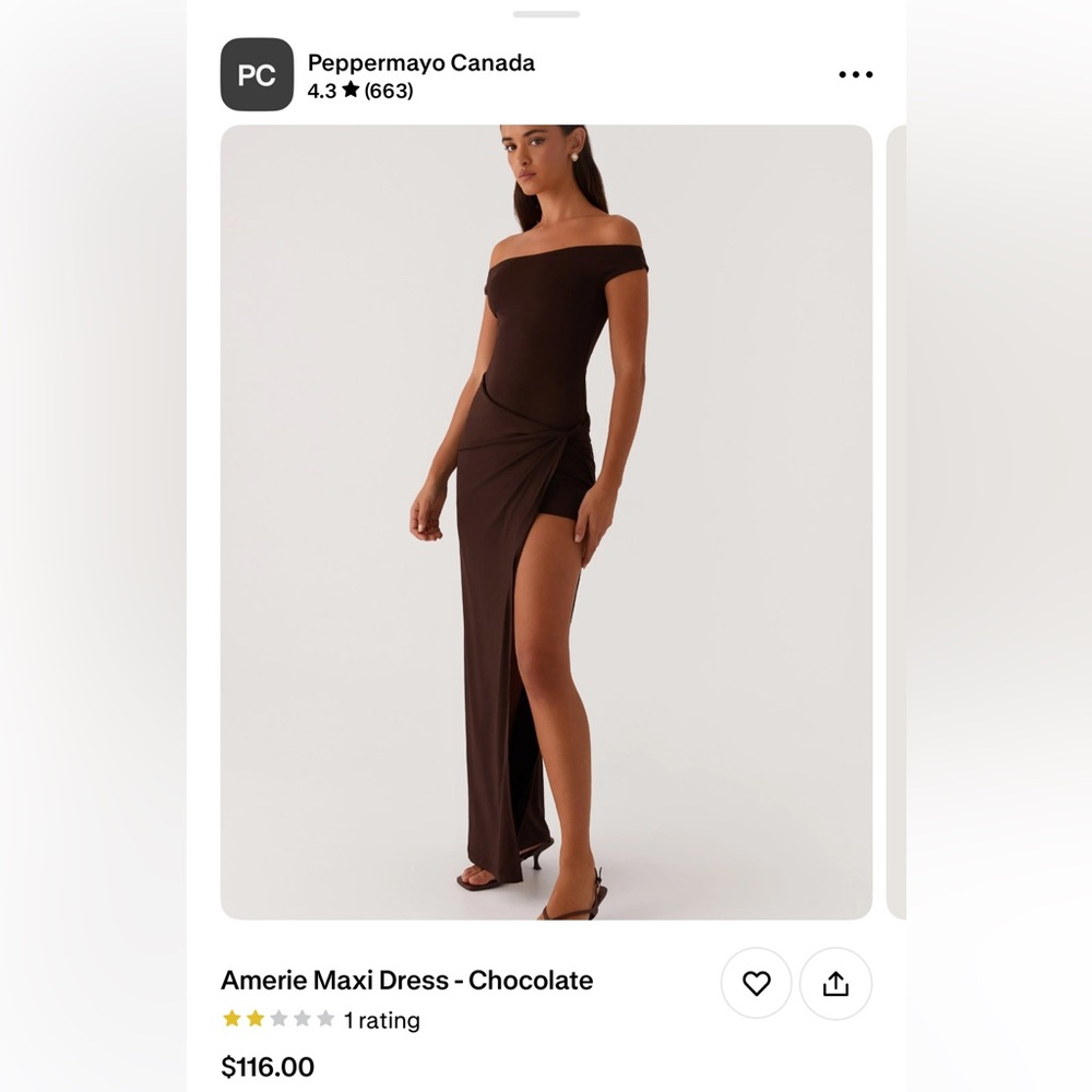 Peppermayo Amerie Maxi Dress - Chocolate Brown
